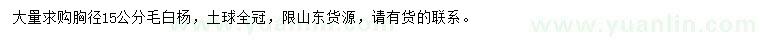 求購胸徑15公分毛白楊