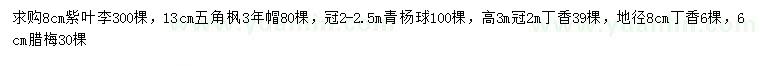 求購紫葉李、五角楓、青楊球等