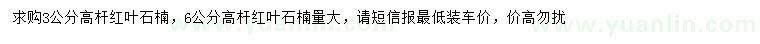 求購(gòu)3、6公分高桿紅葉石楠