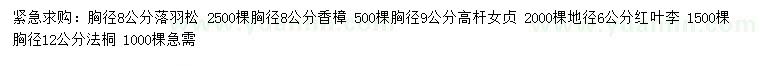 求購落羽松、香樟、高桿女貞等