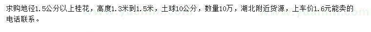求購地徑1.5公分以上桂花