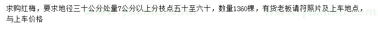 求購(gòu)30公分量7公分以上紅梅