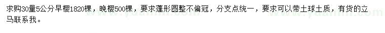 求購30量5公分早櫻、晚櫻