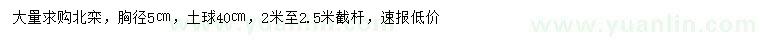 求購胸徑5公分北欒