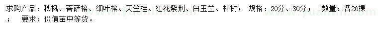 求購秋楓、菩薩榕、細葉榕等