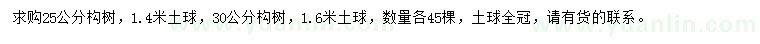 求購25、30公分構(gòu)樹