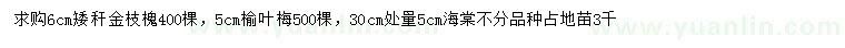 求購金枝槐、榆葉梅、海棠