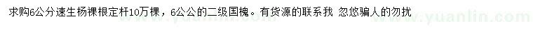 求購(gòu)6公分速生楊、國(guó)槐