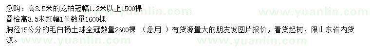 求購(gòu)龍柏、蜀檜、毛白楊