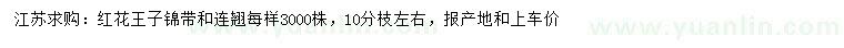 求購紅花王子錦帶、連翹