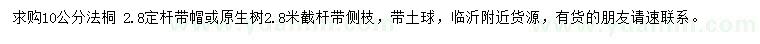 求購10公分法桐