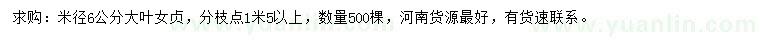 求購米徑6公分大葉女貞