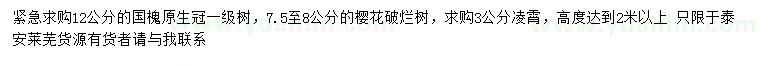 求購國槐、櫻花、凌霄