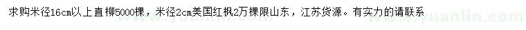 求購米徑16公分以上直柳、2公分美國紅楓