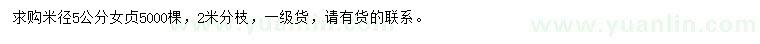 求購米徑5公分女貞