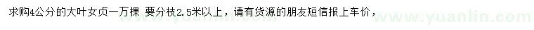 求購4公分大葉女貞