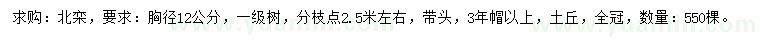 求購胸徑12公分北欒