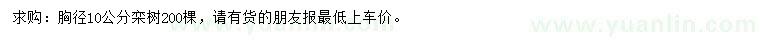 求購胸徑10公分欒樹
