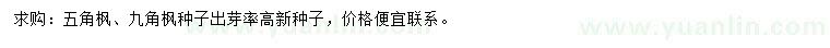 求購五角楓、九角楓種子