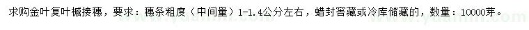 求購(gòu)1-1.4公分金葉復(fù)葉槭接穗