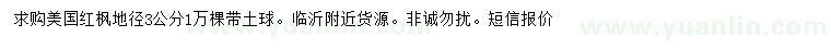 求購地徑3公分美國(guó)紅楓