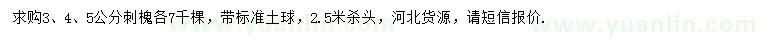 求購3、4、5公分刺槐