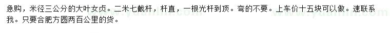求購米徑3公分大葉女貞