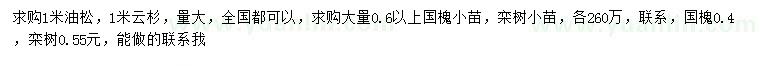 求購(gòu)油松、云杉、國(guó)槐等