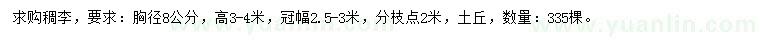 求購胸徑8公分稠李