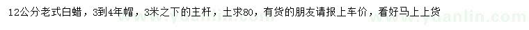 求購(gòu)12公分白蠟