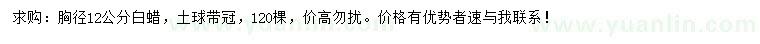 求購(gòu)胸徑12公分白蠟