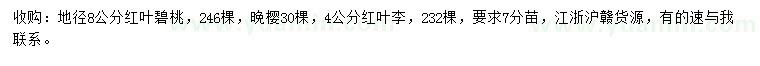 求購(gòu)紅葉碧桃、晚櫻、紅葉李