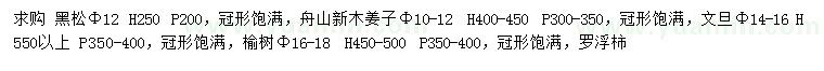 求購(gòu)黑松、新木姜子、文旦等