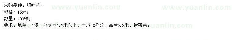求購15公分細葉榕