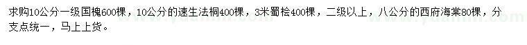 求購國槐、速生法桐、蜀檜等
