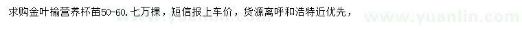 求購50-60公分金葉榆