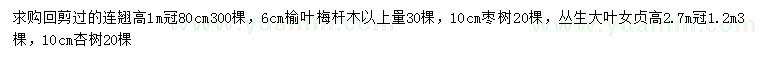 求購連翹、榆葉梅、棗樹等