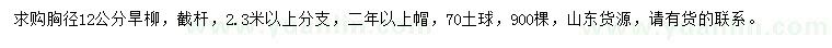 求購胸徑12公分旱柳
