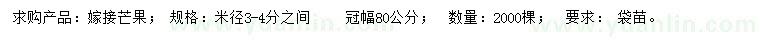 求購米徑3-4公分嫁接芒果