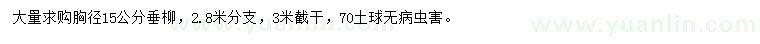 求購胸徑15公分垂柳