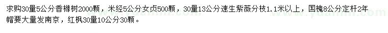 求購香櫞、女貞、速生紫薇等