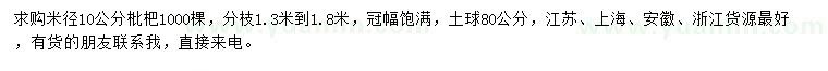 求購(gòu)米徑10公分枇杷