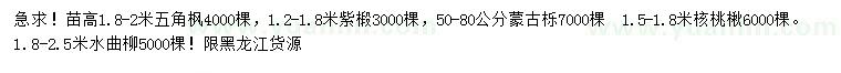求購五角楓、紫椴、蒙古櫟等
