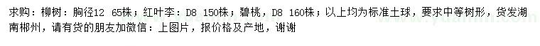 求購(gòu)柳樹、紅葉李、碧桃