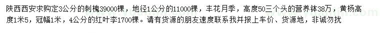 求購刺槐、豐花月季、黃楊等