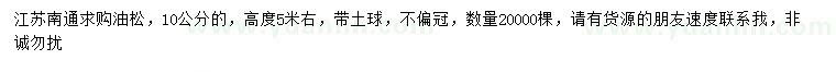 求購10公分油松