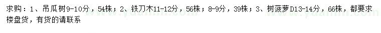 求購(gòu)吊瓜樹、鐵刀木、樹菠蘿等