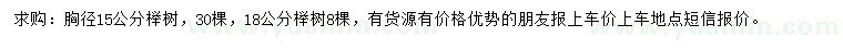 求購胸徑15、18公分櫸樹