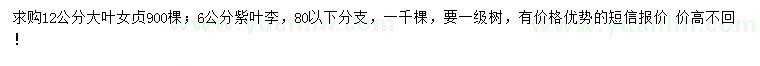 求購12公分大葉女貞、6公分紫葉李