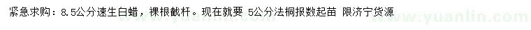 求購(gòu)8.5公分速生白蠟、5公分法桐